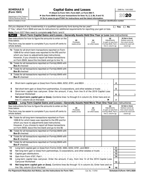 Schedule D Form 1041: Capital Gains And Losses Explained