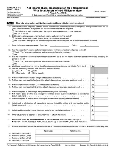 Schedule M-3 Form 1120 Instructions For Corporate Tax Filers