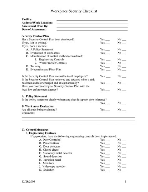 Security Check Form: End-Of-Day Checklist Template