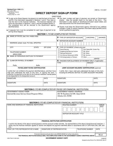 Sf 1199a Direct Deposit Form: Easy Enrollment Guide