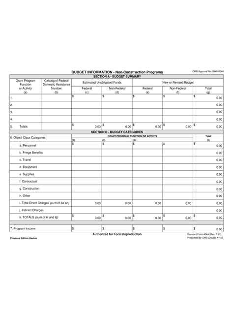 Sf-424a Fillable Form: Easy Guide For Government Grants