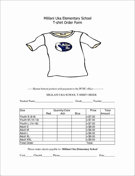 Shirt Order Form Template In Microsoft Word