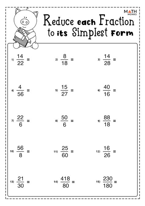 Simplest Form Worksheet For Easy Math Practice