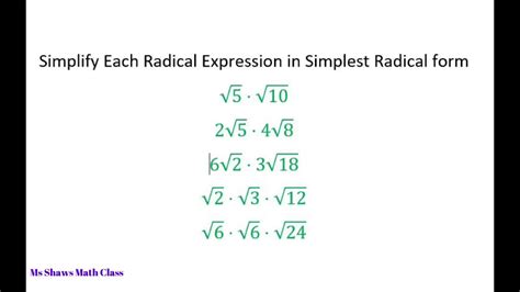 Simplify Radicals In 80 Simplest Radical Forms List