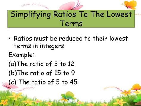 Simplifying Ratios To Their Lowest Terms