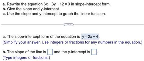 Slope Intercept Form: 6x 3y 12 Simplified