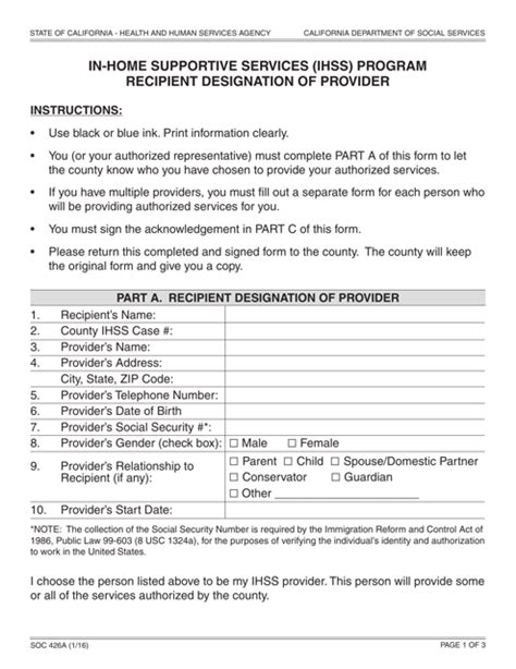 Soc426a Ihss Form: A Comprehensive Guide For Providers