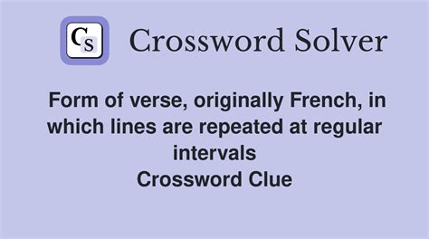 Solve The 19-Line French Verse Form Crossword Clue