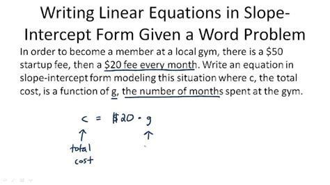 Solving Word Problems In Slope Intercept Form Easily