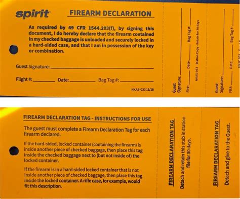 Spirit Airlines Firearm Declaration Form Requirements