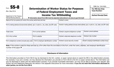 Ss-8 Tax Form: Determining Worker Status For Federal Tax