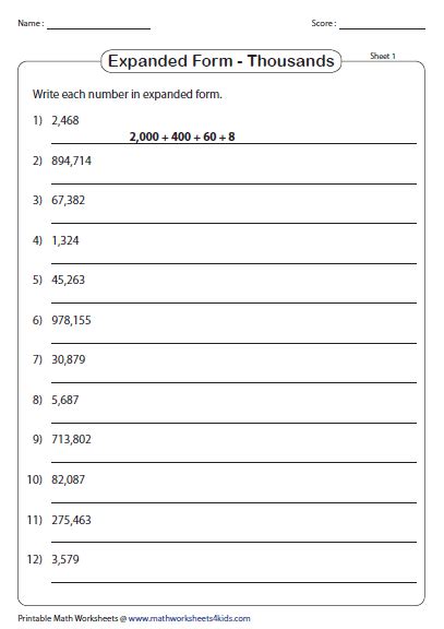 Standard And Expanded Form Worksheets For Easy Practice