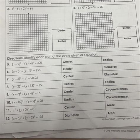 Standard Form Of A Circle Homework 9 Unit 10