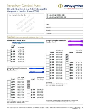 Streamline Inventory Management With Synthes Cchs Control Form