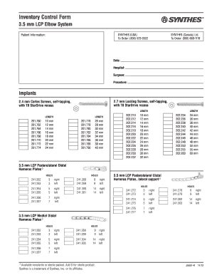 Streamline Inventory Management With Synthes Va Elbow Control Form