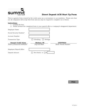 Summit Credit Union Direct Deposit Form Requirements