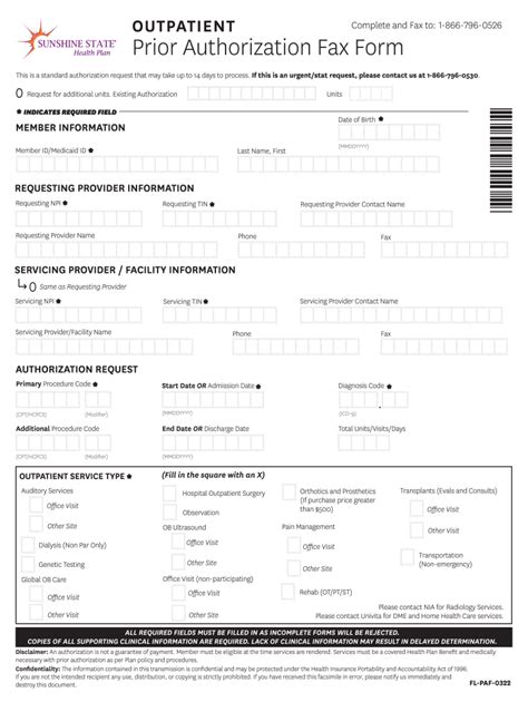 Sunshine Prior Authorization Form Made Easy