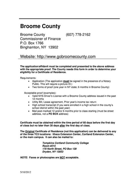 Suny Broome Residency Form: A Step-By-Step Guide