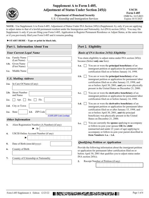 Supplement A To Form I-485: A Comprehensive Guide