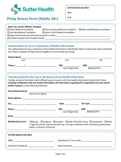 Sutter Health Authorization Form: Quick And Easy Guide