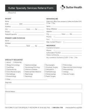 Sutter Health Referral Form: 5 Easy Steps