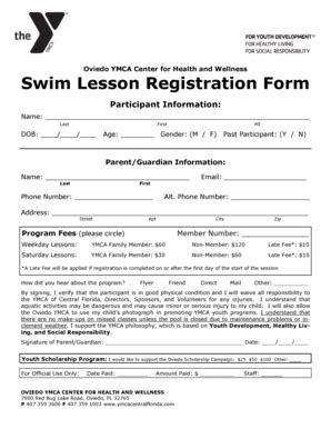 Swim Lesson Registration Form Template For Easy Enrollment