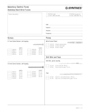 Synthes Usf Inventory Control Form Guide