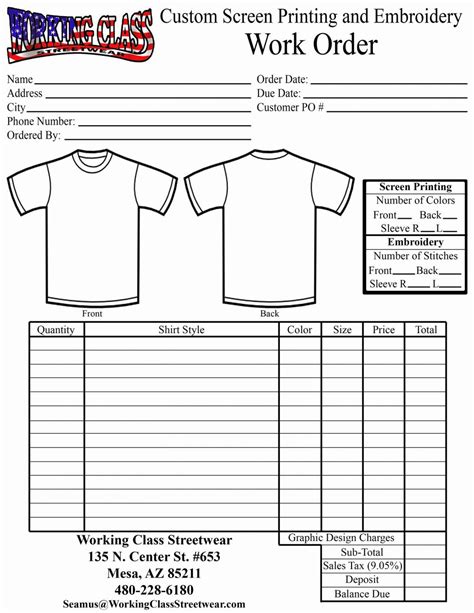 T Shirt Order Form Sample Template And Design Guide