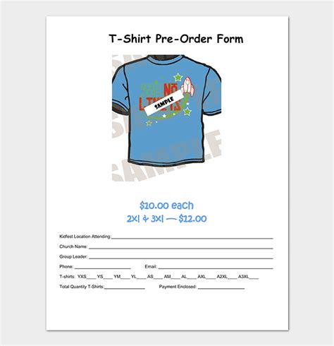 T Shirt Pre Order Form Template For Easy Sales