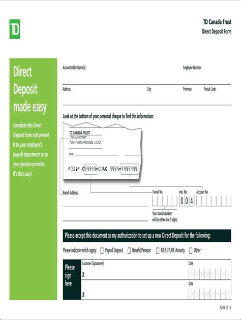 Td Direct Deposit Form: Easy Enrollment Guide