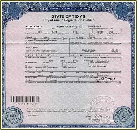 Texas Birth Certificate: Long Form Vs Short Form Difference