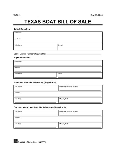 Texas Boat Bill Of Sale Form Free Download