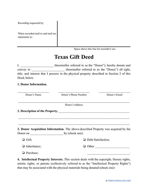 Texas Gift Deed Form: Transfer Property With Ease