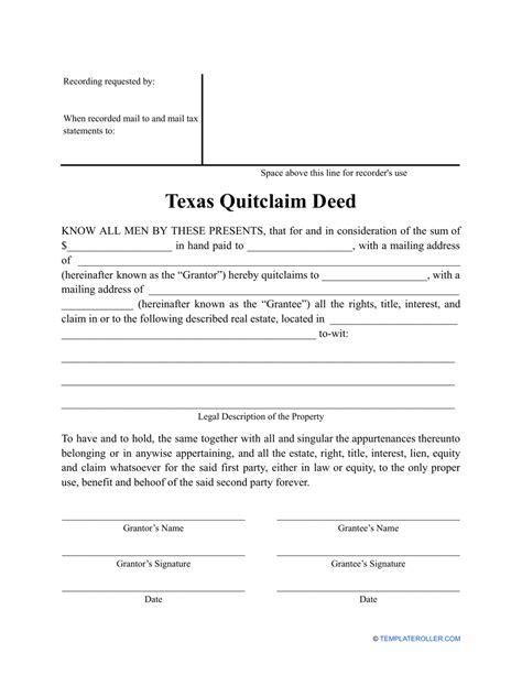 Texas Quitclaim Deed Form: Download And Fill Out Easily