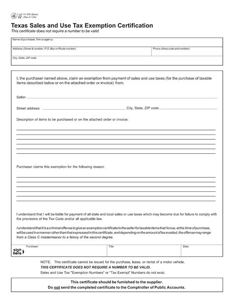 Texas Sales Tax Exemption Certification Form 05-158