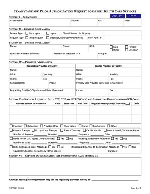 Texas Standard Prior Authorization Form Made Easy