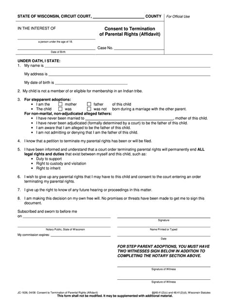 Texas Termination Of Parental Rights Form: Printable Template