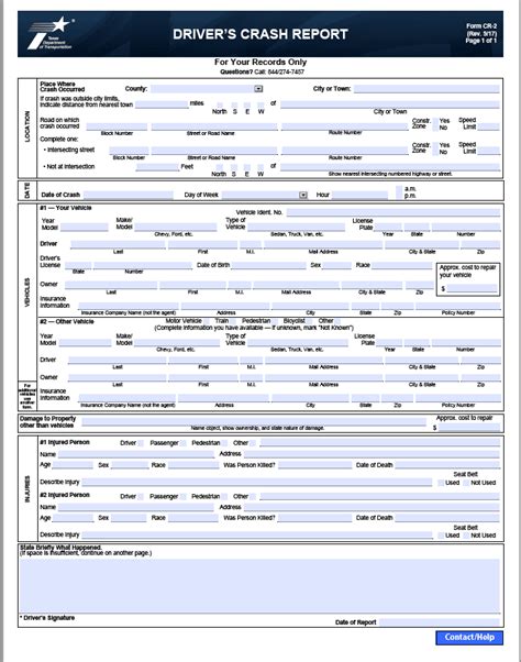 Txdot Blue Form: Understanding The Crash Report Form