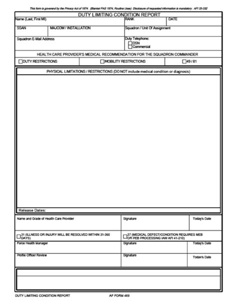 Understanding Air Force Form 469 Requirements