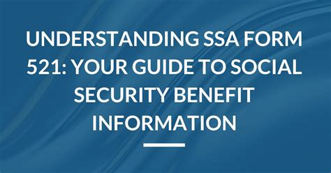 Understanding And Completing The Ssa 521 Form Guide