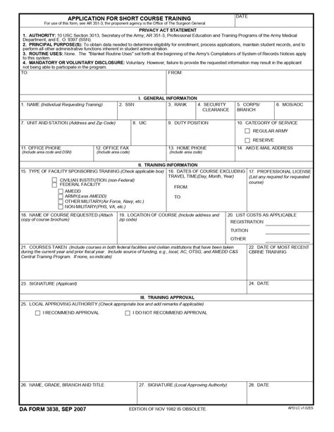 Understanding Da Form 3838 In The Military