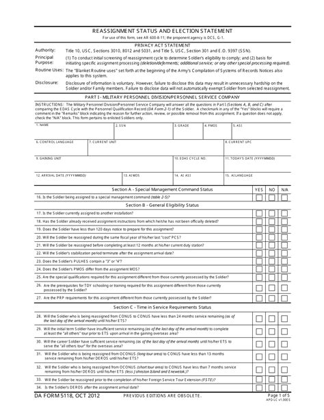 Understanding Da Form 5118: A Military Members Guide