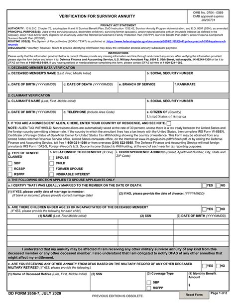 Understanding Dd Form 2656-1 For Retirement Benefits