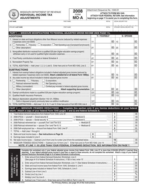 Understanding Missouri Form Mo A: A Taxpayers Guide