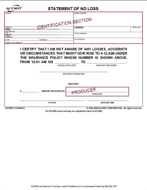 Understanding No Loss Statement Acord Form