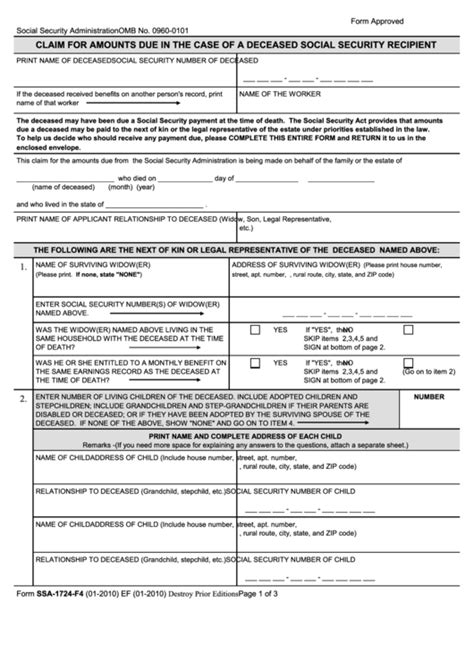 Understanding Ssa 1724 Form Requirements And Uses