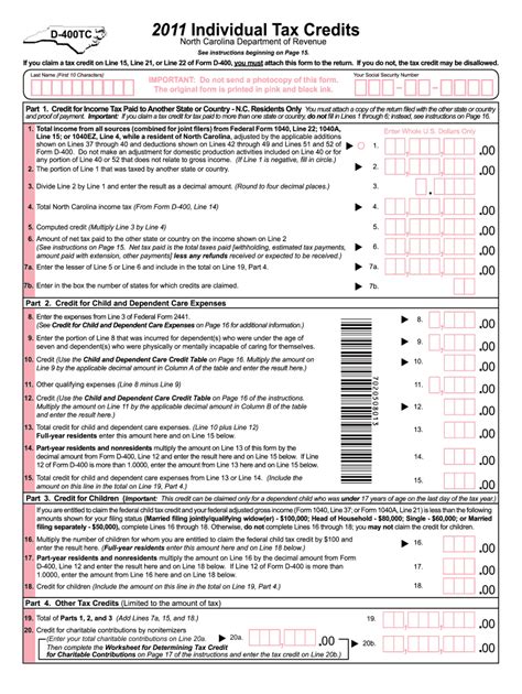 Understanding The D-400 Tax Form In North Carolina