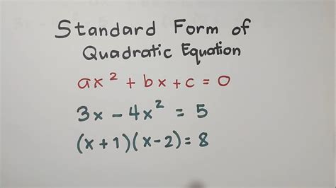 Understanding The Standard Form Of A Quadratic Equation