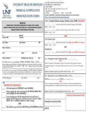 Unf Immunization Form: A Guide For Students