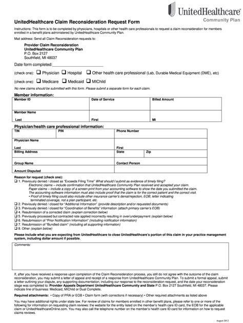 Unitedhealthcare Reconsideration Form: A Step-By-Step Guide